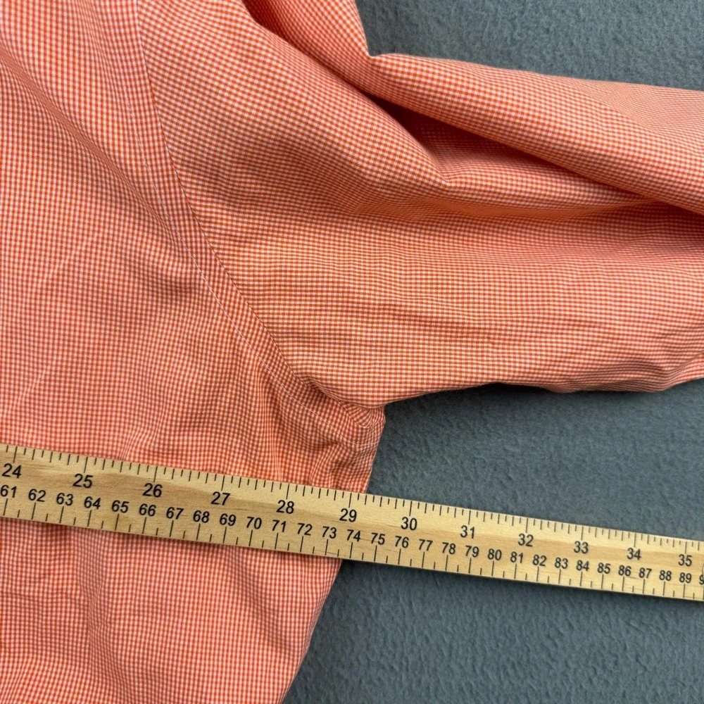 Brooks Brothers Mens 18.5 34/35 Orange Gingham 100% Supima Cotton Non-Iron Shirt - Picture 7 of 8